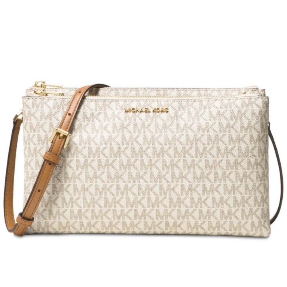 Michael Kors like new crossbody cream logo double pouch